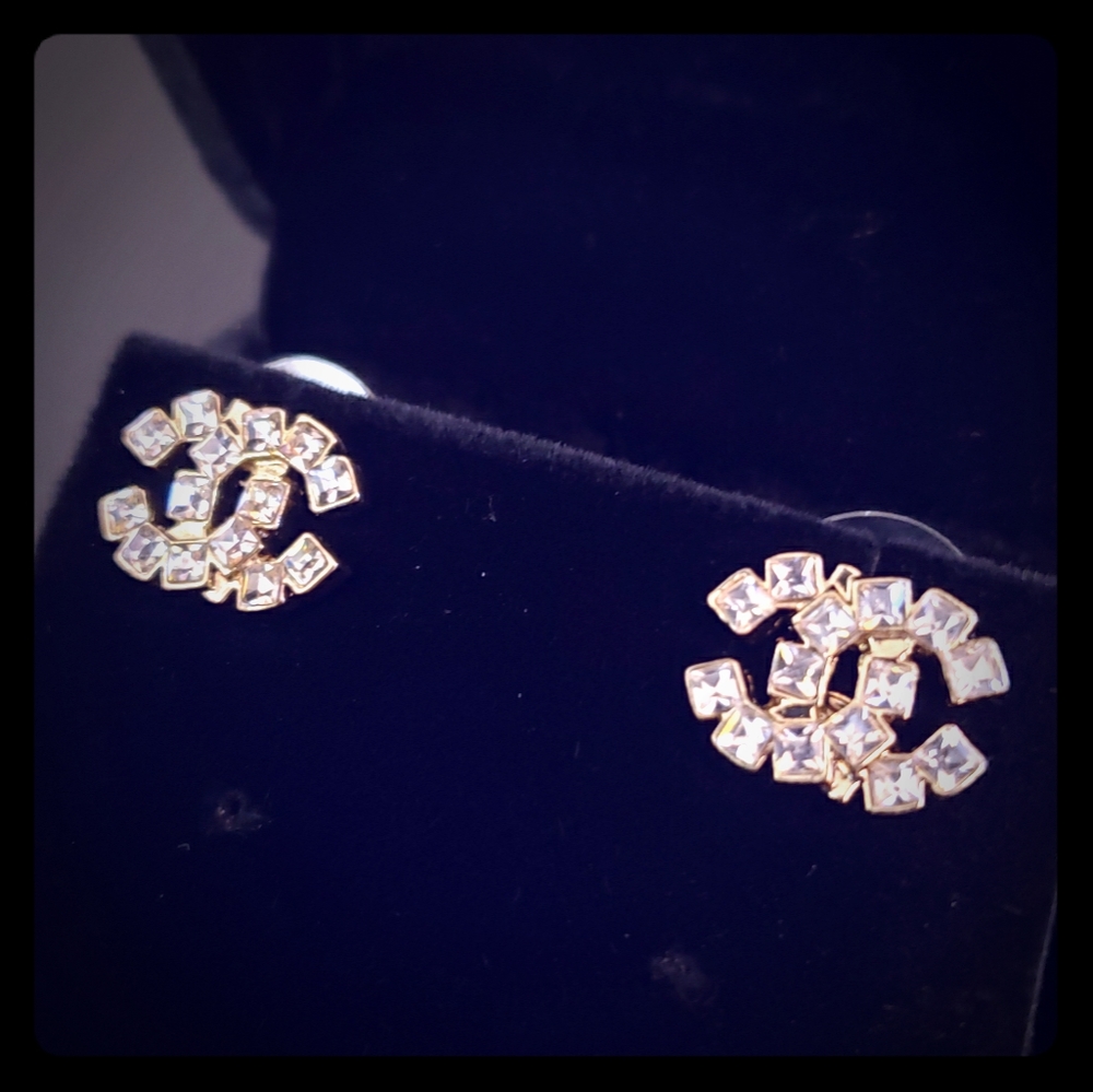 Vintage Coco Chanel chunky crystal stud earrings